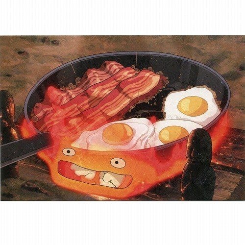 Das wandelnde Schloss Postkarte Calcifer bacon & egg