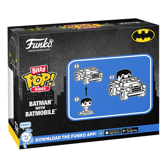 DC Comics Bitty POP! Rides Vinyl Figur Batman w/Batmobile 2,5 cm - Smalltinytoystore