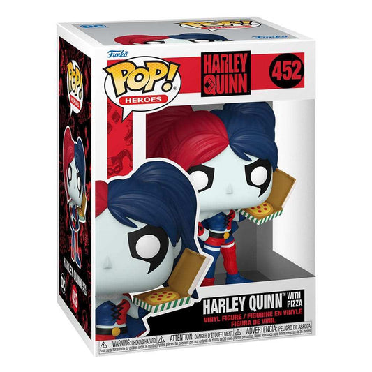 DC Comics: Harley Quinn Takeover POP! Heroes Vinyl Figur Harley with Pizza 9 cm - Smalltinytoystore