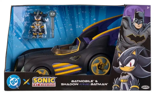 DC x Sonic - The Hedgehog Actionfigur mit Fahrzeug Shadow Batman & Batmobile 6 cm