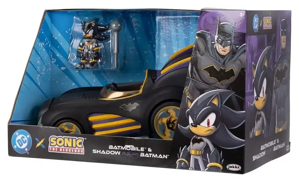 DC x Sonic - The Hedgehog Actionfigur mit Fahrzeug Shadow Batman & Batmobile 6 cm