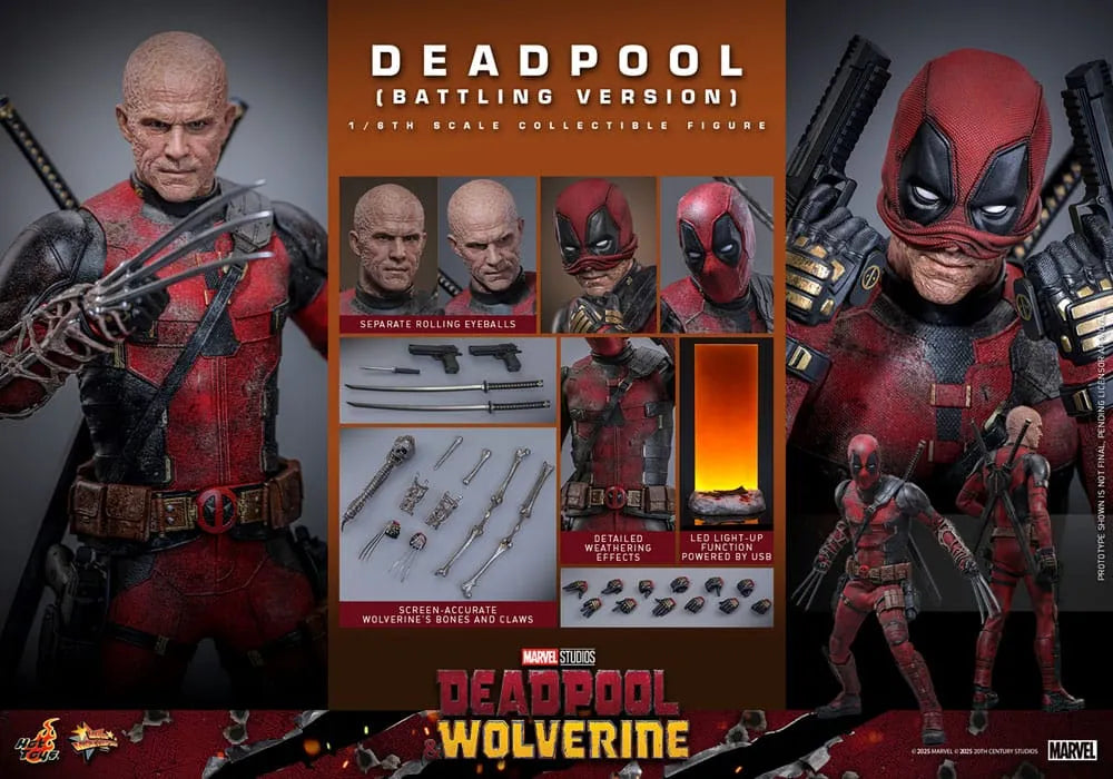 Deadpool & Wolverine Movie Masterpiece Actionfigur 1/6 Deadpool (Battling Version) 31 cm - Smalltinytoystore