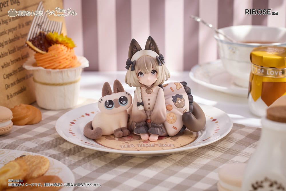 Decorated Life Collection PVC Statue Tea Time Cats x Siamese Cat Azuki-san Friendship Collaboration Exclusive Set 18 cm - Smalltinytoystore