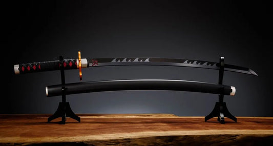 Demon Slayer: Kimetsu no Yaiba Proplica Replik 1/1 Nichirin Schwert (Tanjiro Kamado) Kyojuro Rengoku´s Sword Gueard Ver. 88 cm - Smalltinytoystore