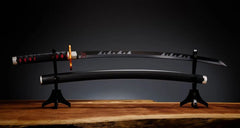 Demon Slayer: Kimetsu no Yaiba Proplica Replik 1/1 Nichirin Schwert (Tanjiro Kamado) Kyojuro Rengoku´s Sword Gueard Ver. 88 cm - Smalltinytoystore