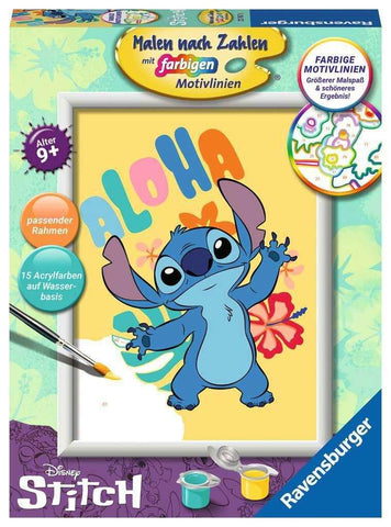 Disney Malen nach Zahlen Malset Aloha Stitch 18 x 24 cm *Deutsche Version* - Smalltinytoystore