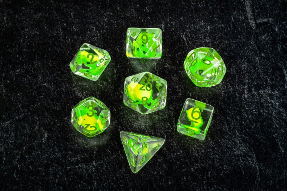 Dragon Storm Inclusion Würfel Set Green Dragon (7) - Smalltinytoystore