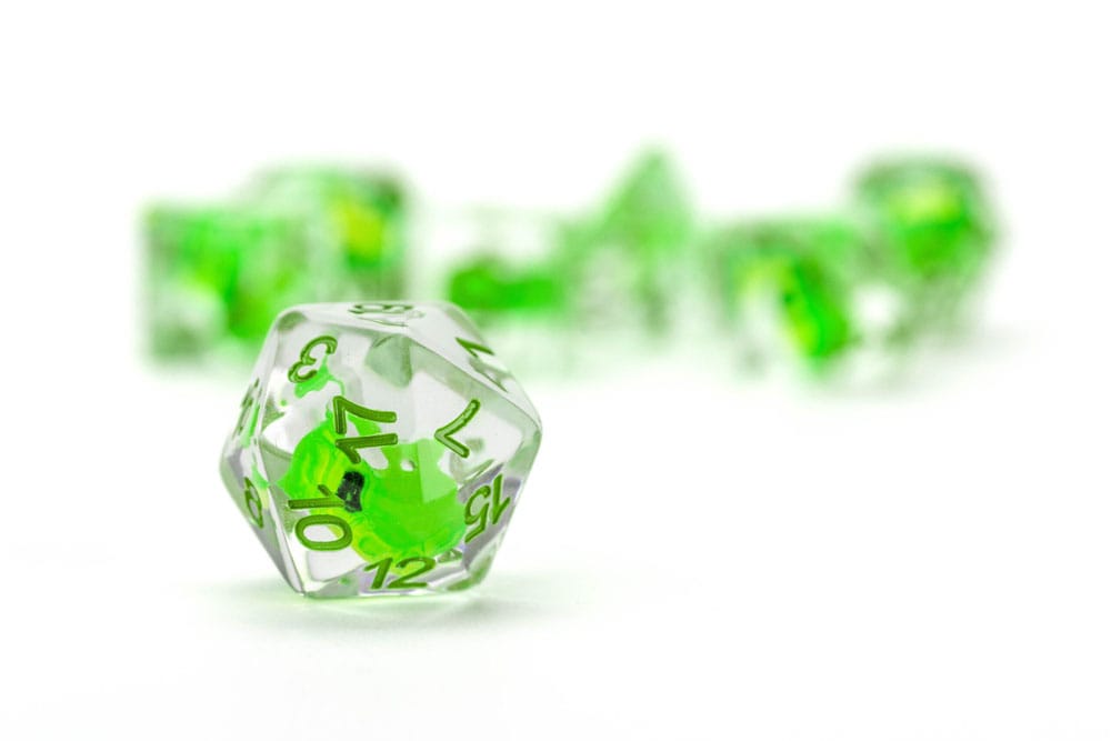 Dragon Storm Inclusion Würfel Set Green Dragon (7) - Smalltinytoystore
