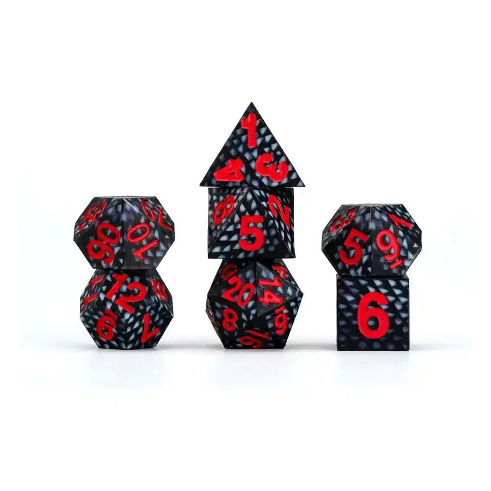 Dragon Storm Sharp Edge Silicone Würfel Set Black Dragon Scales (7) - Smalltinytoystore