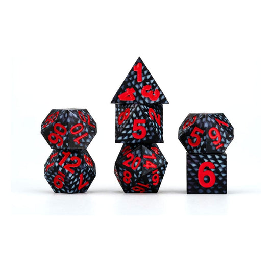Dragon Storm Sharp Edge Silicone Würfel Set Black Dragon Scales (7) - Smalltinytoystore