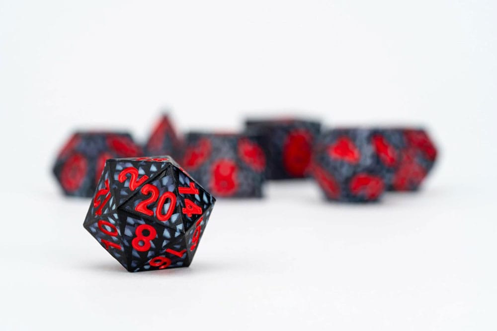Dragon Storm Sharp Edge Silicone Würfel Set Black Dragon Scales (7) - Smalltinytoystore