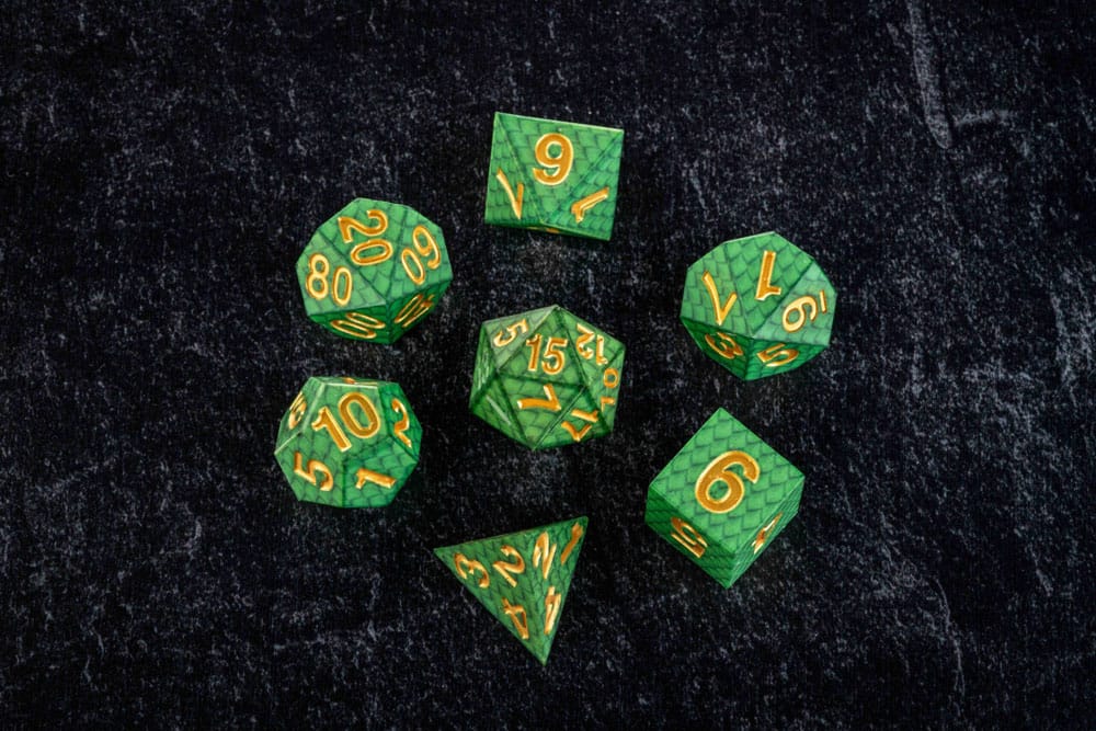 Dragon Storm Sharp Edge Silicone Würfel Set Green Dragon Scales (7) - Smalltinytoystore