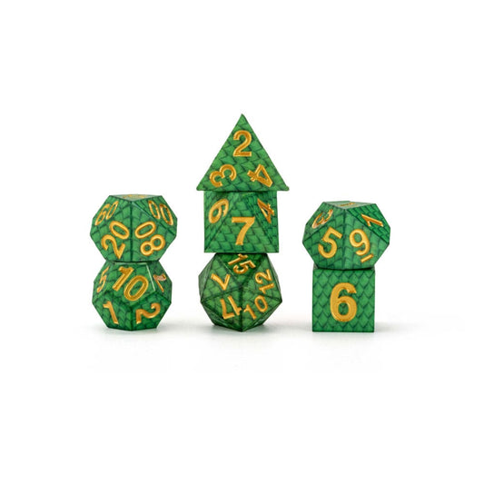 Dragon Storm Sharp Edge Silicone Würfel Set Green Dragon Scales (7) - Smalltinytoystore