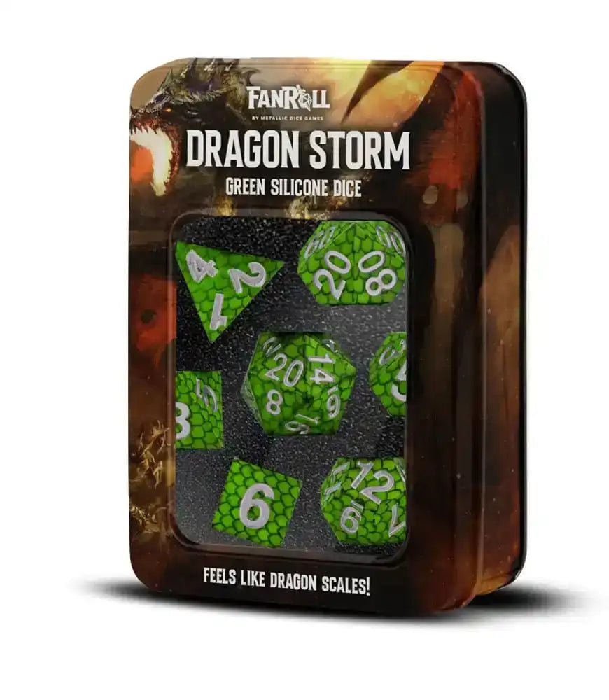 Dragon Storm Sharp Edge Silicone Würfel Set Green Dragon Scales (7) - Smalltinytoystore
