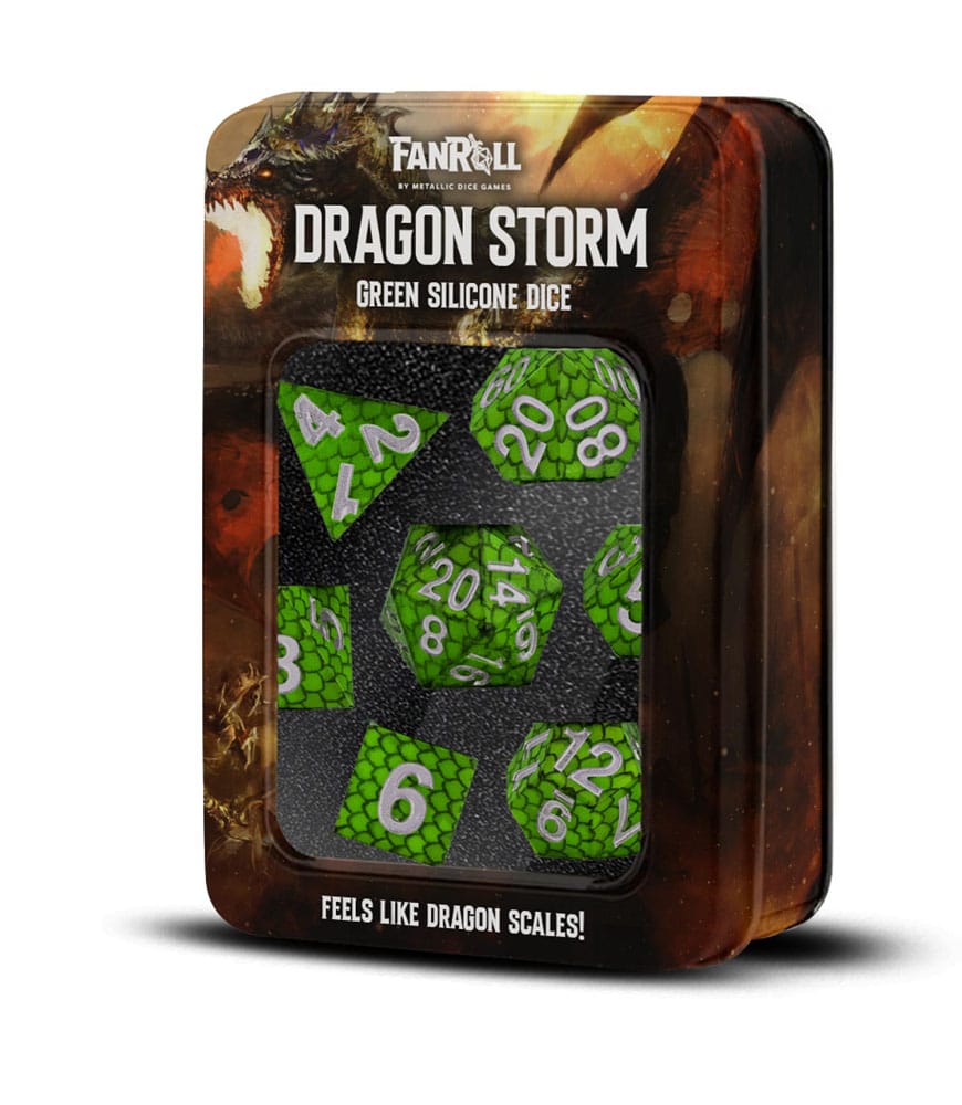 Dragon Storm Sharp Edge Silicone Würfel Set Green Dragon Scales (7) - Smalltinytoystore