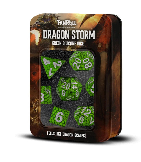 Dragon Storm Sharp Edge Silicone Würfel Set Green Dragon Scales (7) - Smalltinytoystore