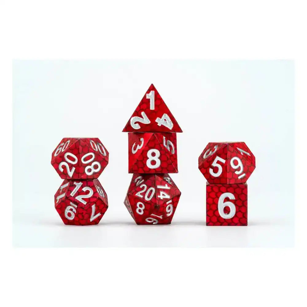 Dragon Storm Sharp Edge Silicone Würfel Set Red Dragon Scales (7) - Smalltinytoystore