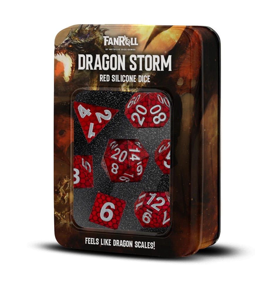 Dragon Storm Sharp Edge Silicone Würfel Set Red Dragon Scales (7) - Smalltinytoystore