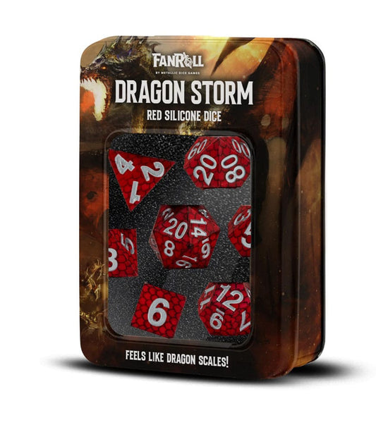 Dragon Storm Sharp Edge Silicone Würfel Set Red Dragon Scales (7) - Smalltinytoystore