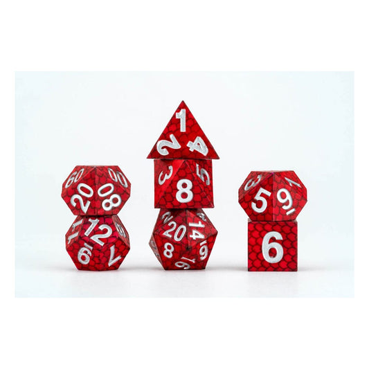 Dragon Storm Sharp Edge Silicone Würfel Set Red Dragon Scales (7) - Smalltinytoystore
