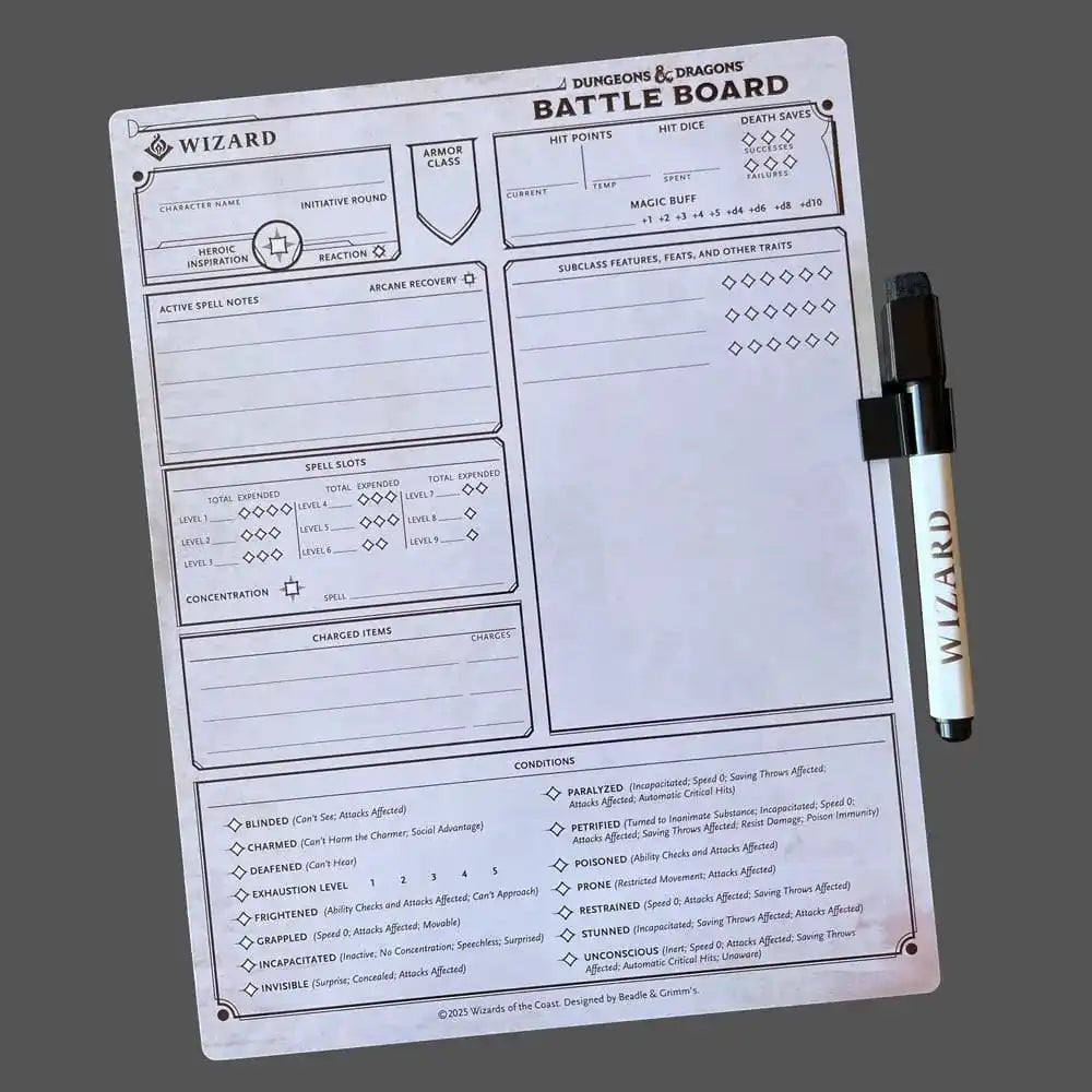 Dungeons & Dragons Battle Board Kampfbretttafel Zauberer (Wizard)