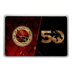 Dungeons & Dragons Sammelmünze 50th Anniversary with Colour Print 24k Gold Plated Edition 4 cm - Smalltinytoystore