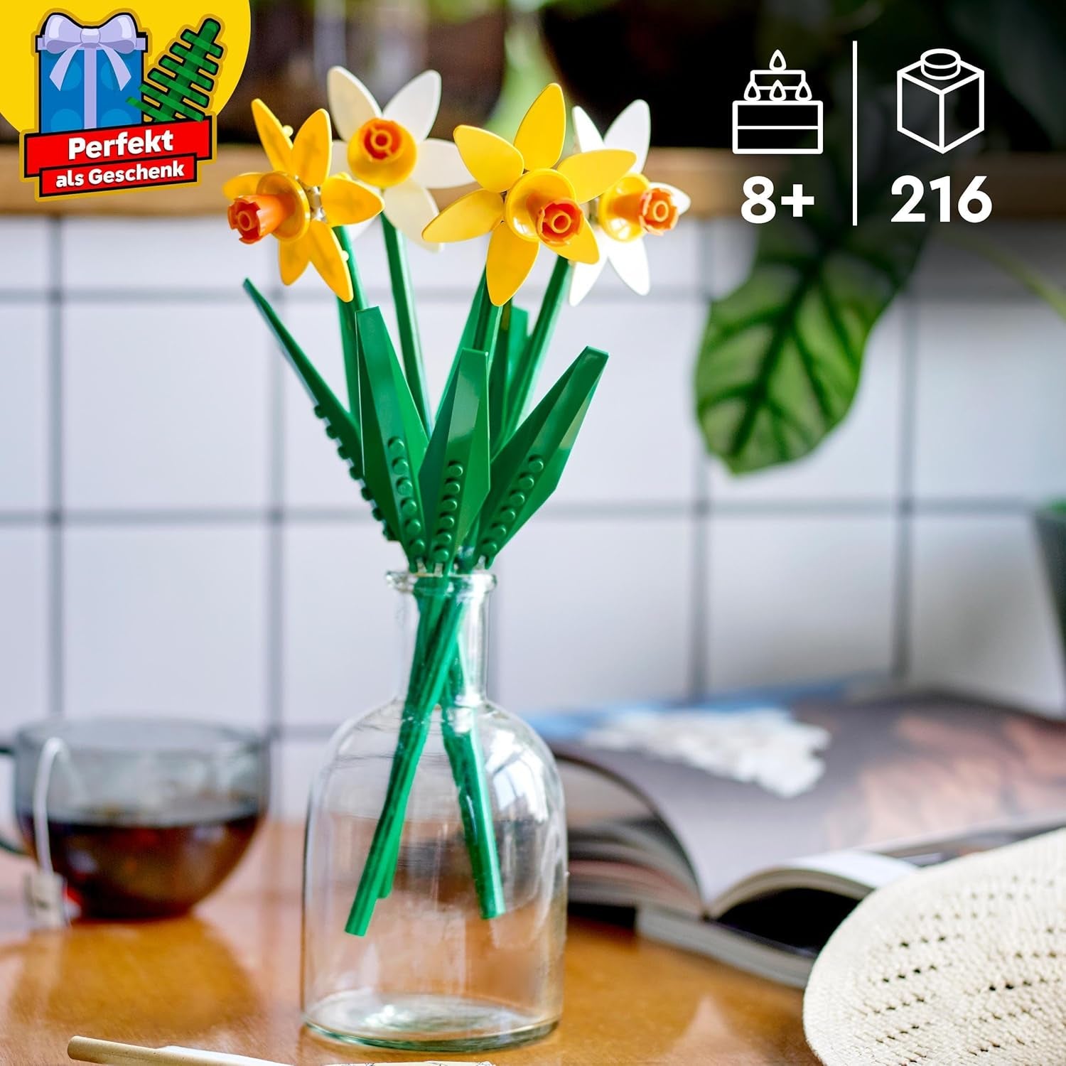 LEGO Narzissen, Kunstblumen Für Kinder, Baue Und Präsentiere Diesen Blumenstrauß Zu Hause Als Zimmer- Oder Schreibtischdekoration, Geschenke Für Mädchen, Jungen, Botanik Kollektion 40747