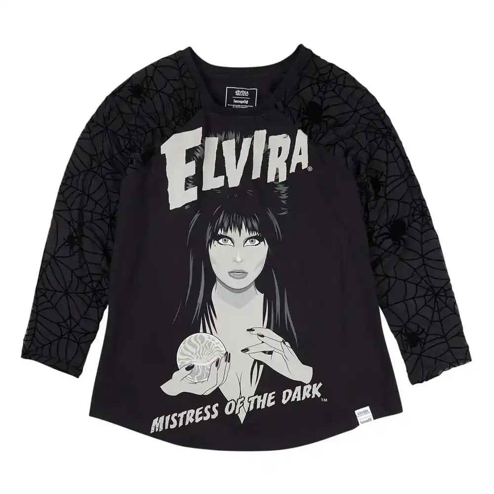 Elivira by Loungefly Tee T-Shirt Unisex Shirred Raglan Größe M - Smalltinytoystore