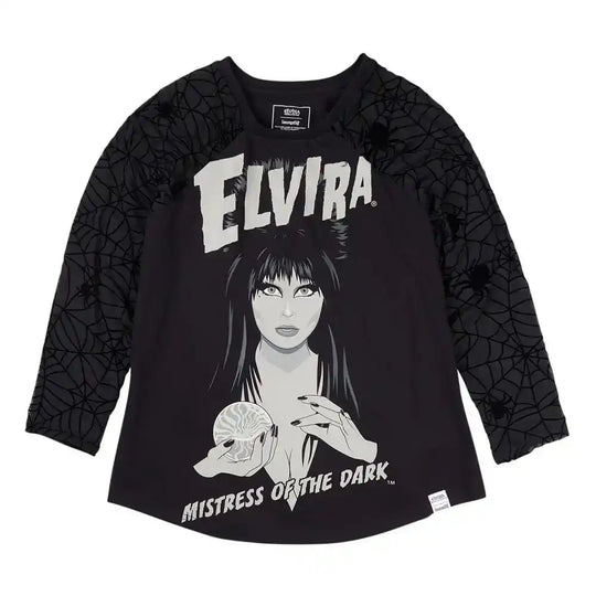 Elivira by Loungefly Tee T-Shirt Unisex Shirred Raglan Größe XXL - Smalltinytoystore