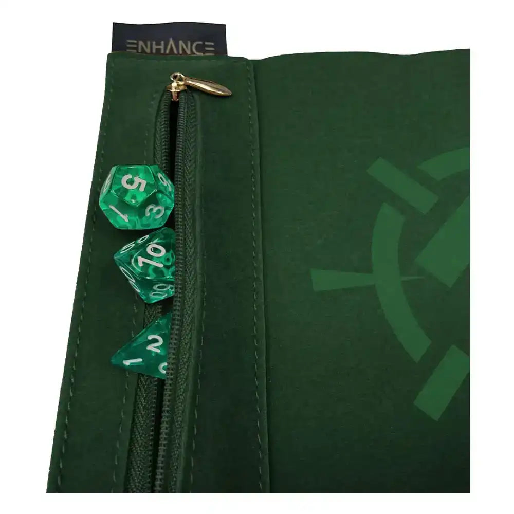 Enhance Tabletop Roll on a Scroll Würfeltasche mit Würfel Grün - Smalltinytoystore