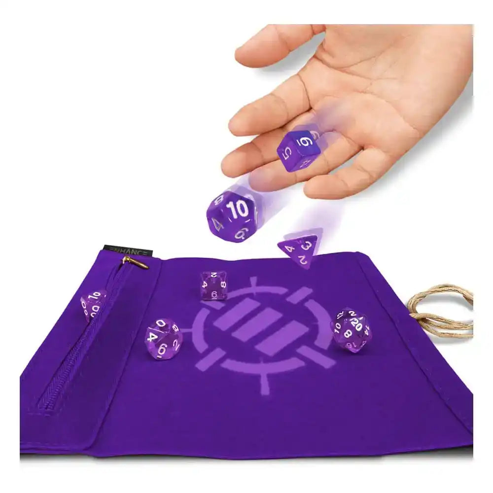 Enhance Tabletop Roll on a Scroll Würfeltasche mit Würfel Lila - Smalltinytoystore