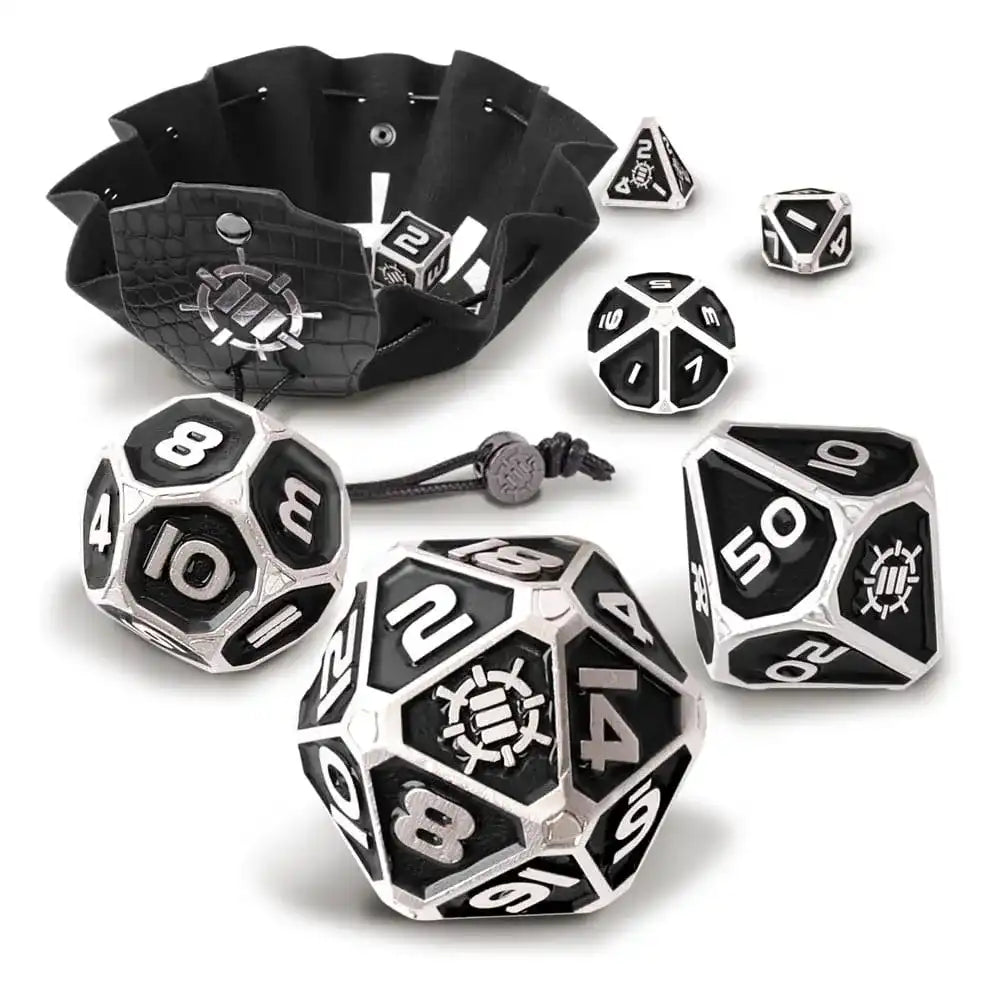 Enhance Tabletop Series Metall RPG Würfel Set Black (7) - Smalltinytoystore