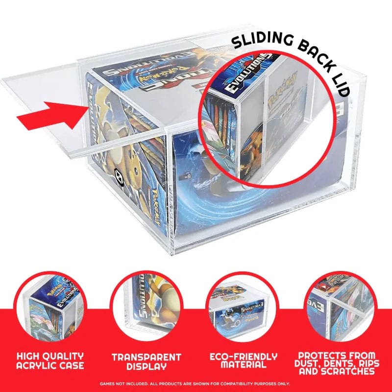 Evoretro Acryl Display Case für Booster Boxen / Elite Trainer Boxes Ver. 1 with Sliding Lid - Smalltinytoystore