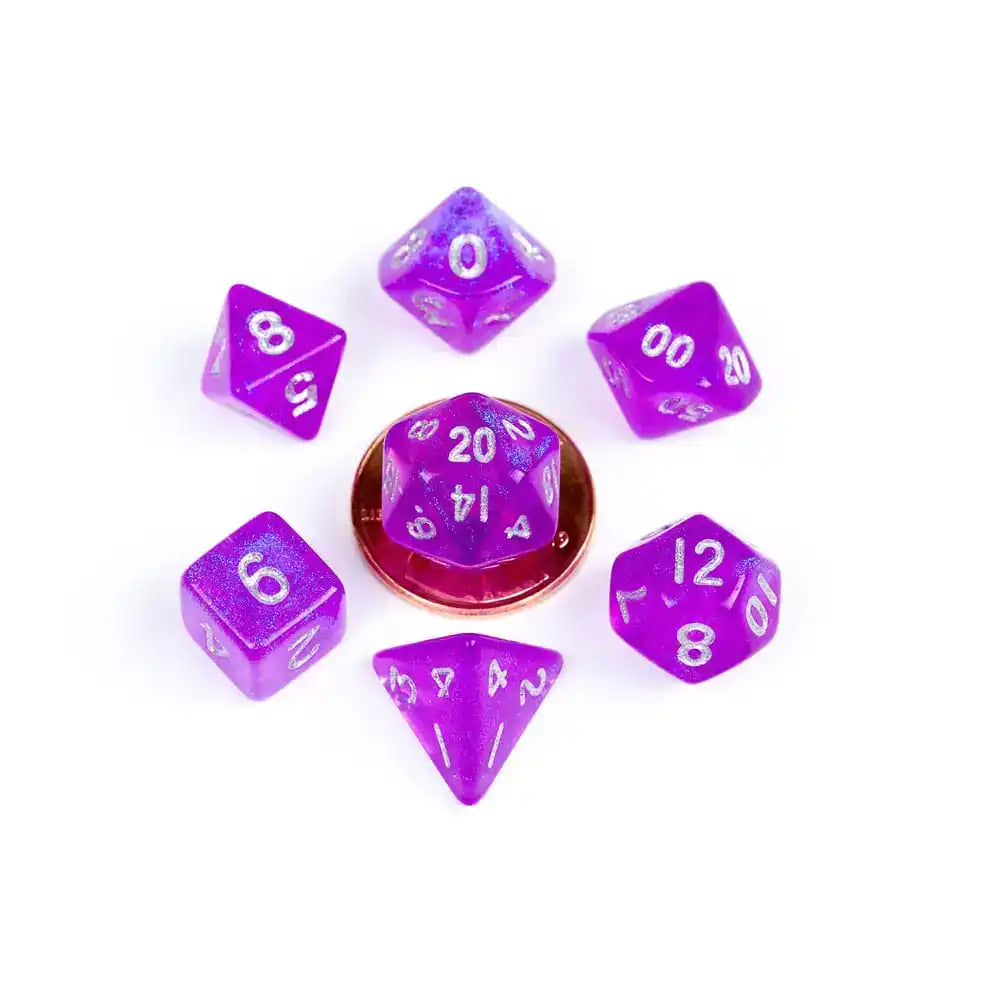 FanRoll Mini Würfel Set Stardust Purple (7) - Smalltinytoystore