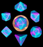 FanRoll Mini Würfel Set Turquoise and Purple Marble (7) - Smalltinytoystore