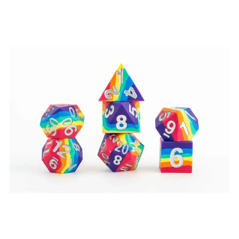 FanRoll Sharp Edge Silicone Würfel Set Rainbow (7) - Smalltinytoystore
