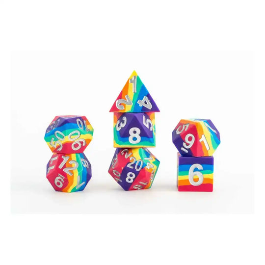 FanRoll Sharp Edge Silicone Würfel Set Rainbow (7) - Smalltinytoystore