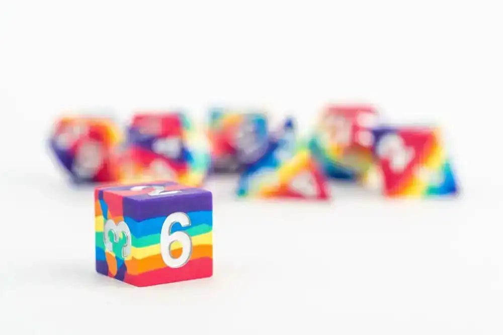 FanRoll Sharp Edge Silicone Würfel Set Rainbow (7) - Smalltinytoystore