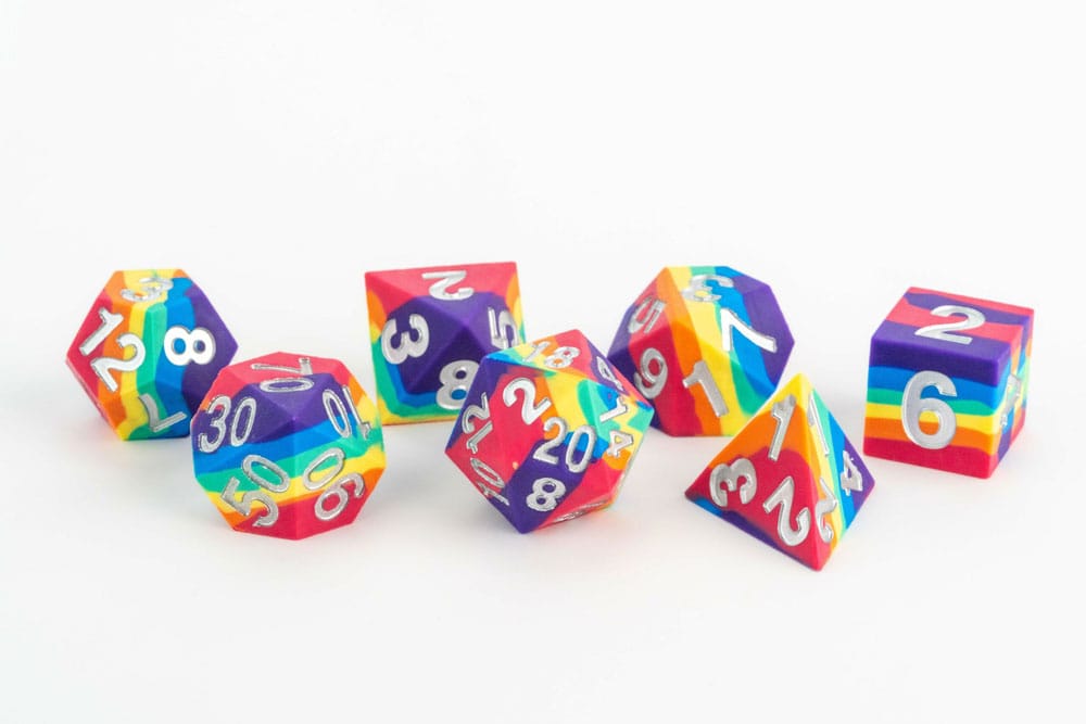 FanRoll Sharp Edge Silicone Würfel Set Rainbow (7) - Smalltinytoystore