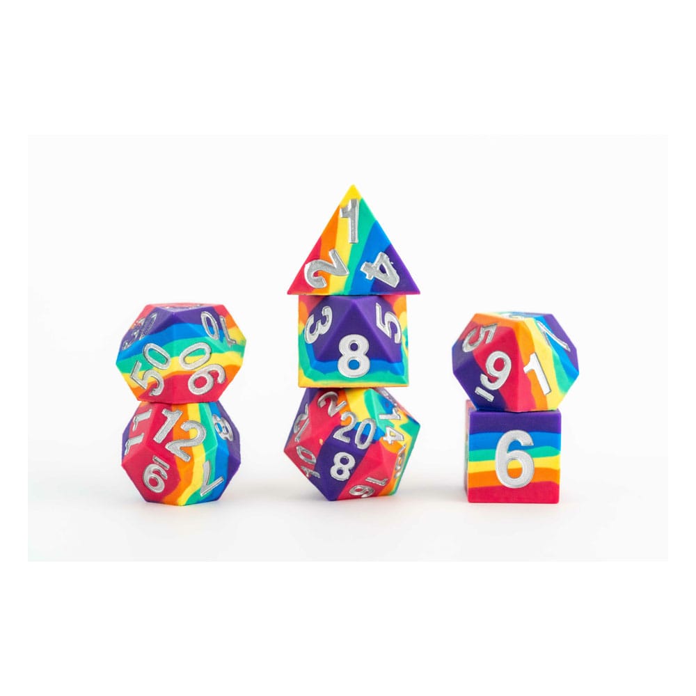 FanRoll Sharp Edge Silicone Würfel Set Rainbow (7) - Smalltinytoystore