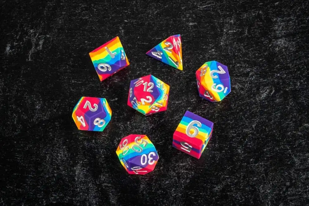 FanRoll Sharp Edge Silicone Würfel Set Rainbow (7) - Smalltinytoystore