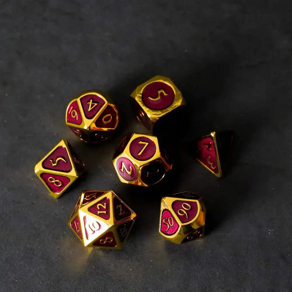 FanRoll Würfel Set Gold with Purple Enamel (7) - Smalltinytoystore