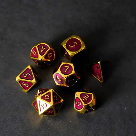 FanRoll Würfel Set Gold with Purple Enamel (7) - Smalltinytoystore