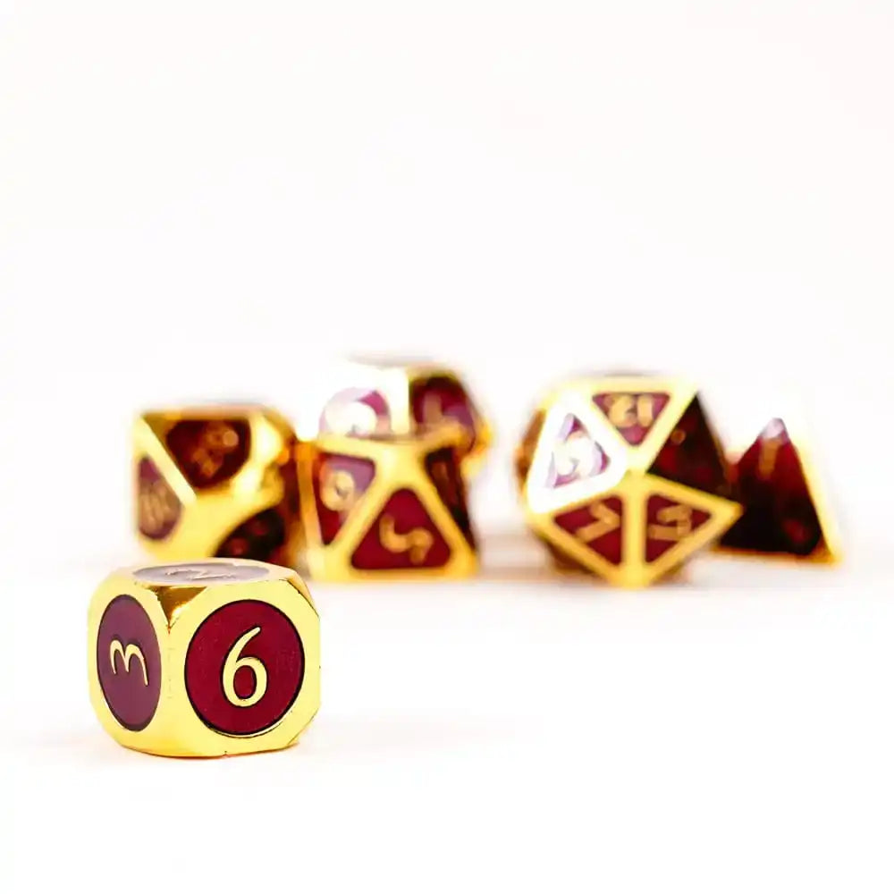 FanRoll Würfel Set Gold with Purple Enamel (7) - Smalltinytoystore