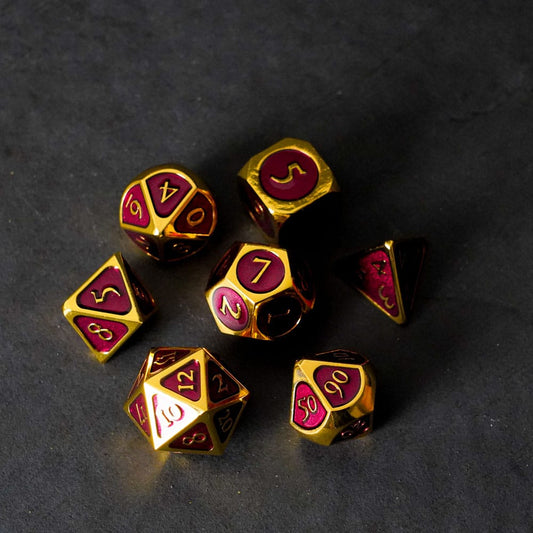 FanRoll Würfel Set Gold with Purple Enamel (7) - Smalltinytoystore