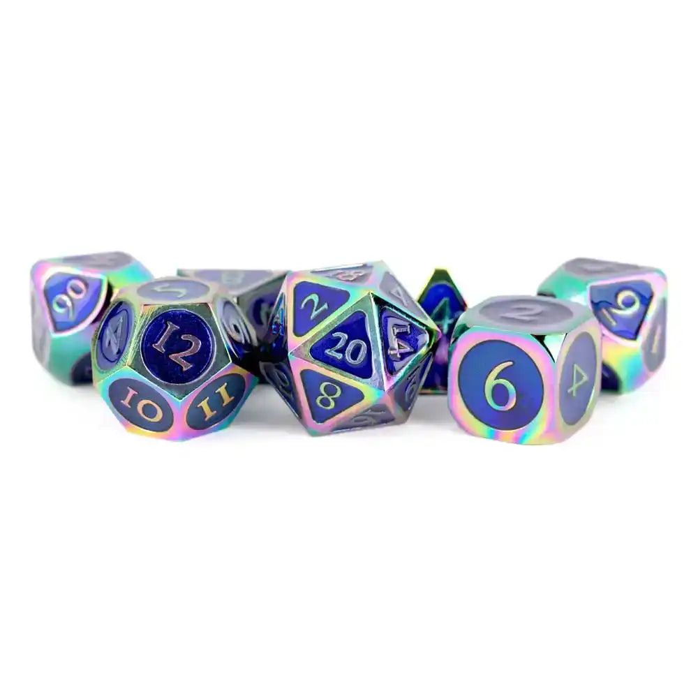 FanRoll Würfel Set Rainbow with Blue Enamel (7) - Smalltinytoystore