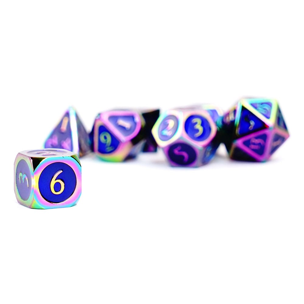 FanRoll Würfel Set Rainbow with Blue Enamel (7) - Smalltinytoystore
