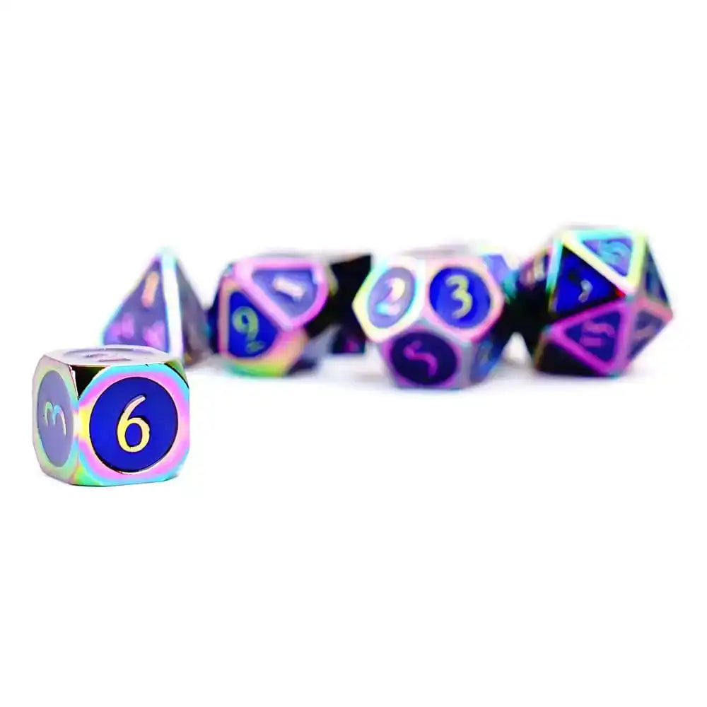 FanRoll Würfel Set Rainbow with Blue Enamel (7) - Smalltinytoystore