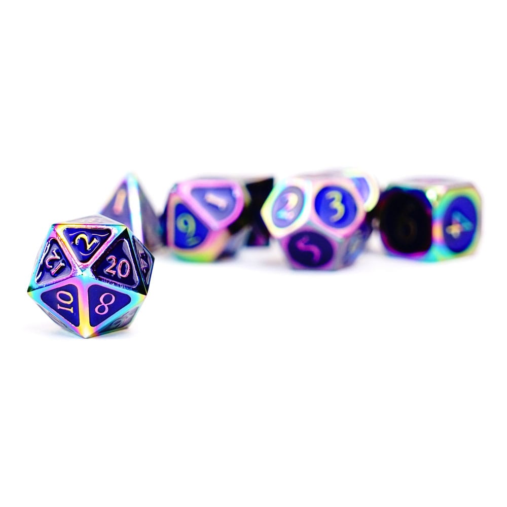 FanRoll Würfel Set Rainbow with Blue Enamel (7) - Smalltinytoystore