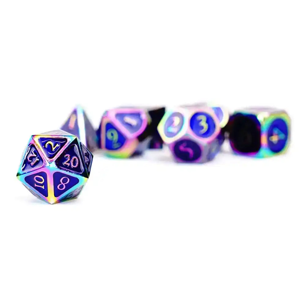 FanRoll Würfel Set Rainbow with Blue Enamel (7) - Smalltinytoystore